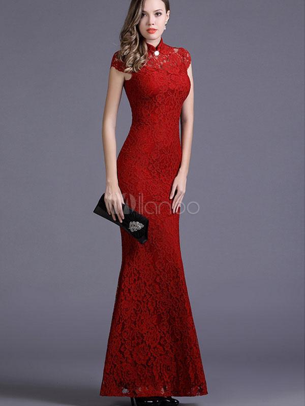 Robe sirene rouge dentelle