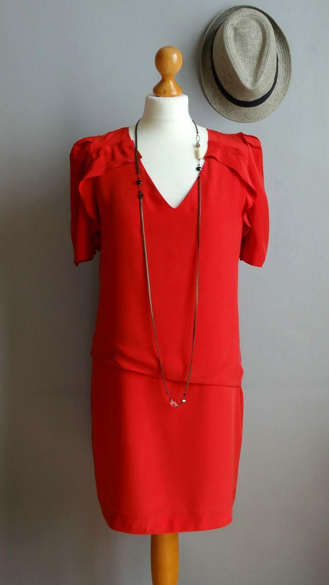 Robe soie rouge