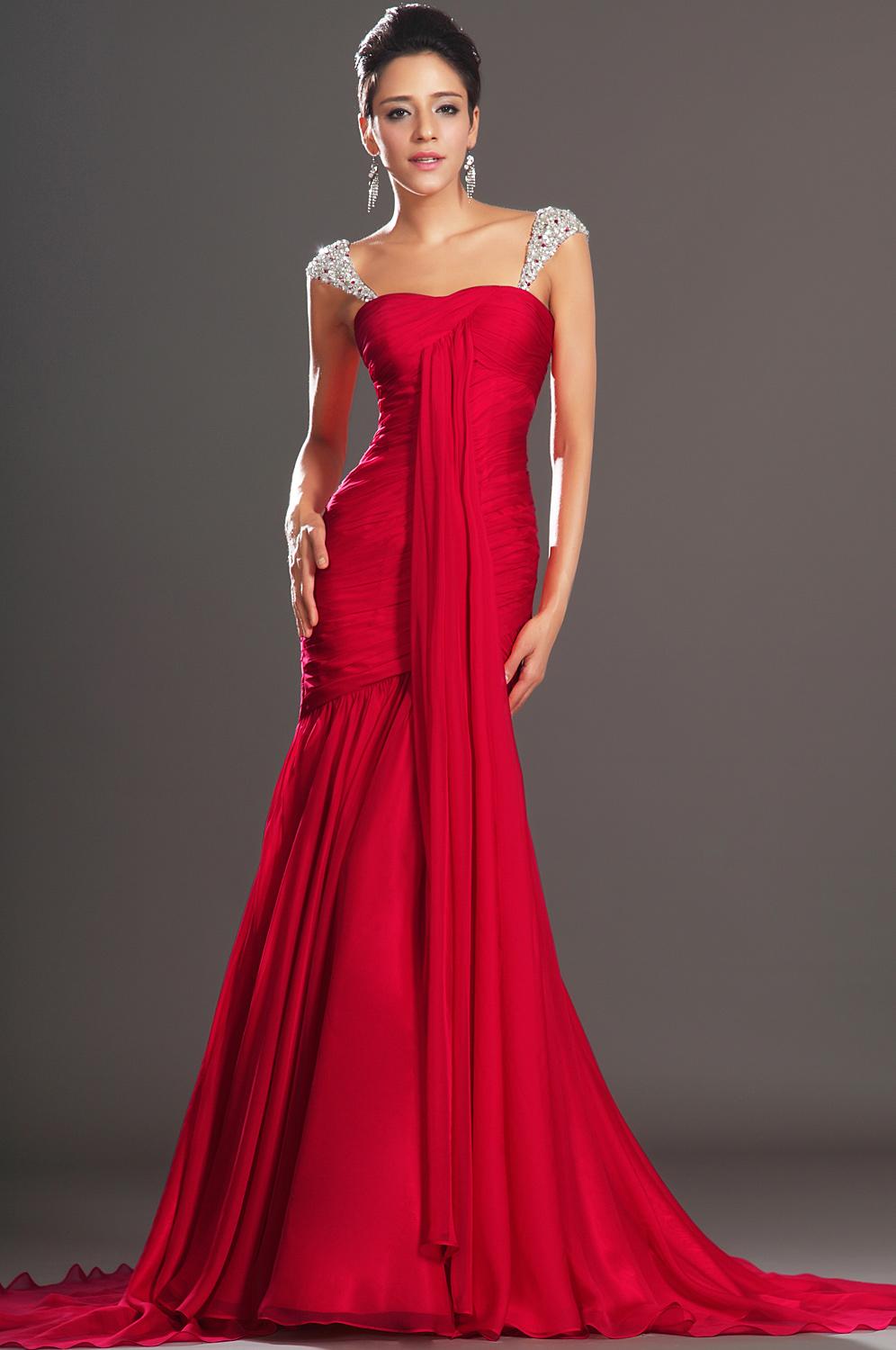 Robe soirée rouge longue