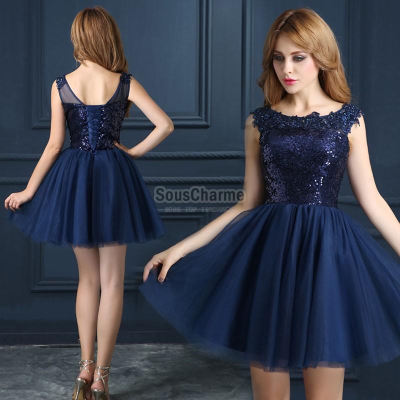 Robe tulle bleu marine